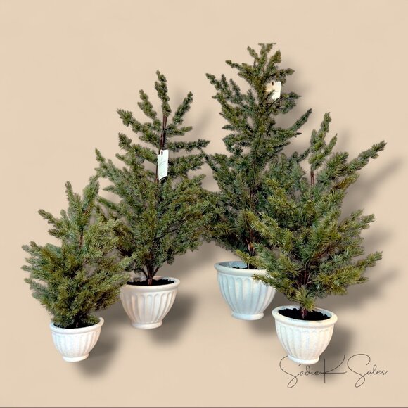 2.5' Faux Spruce Tree Fluted Porch Pot - Hearth & Hand Magnolia Christmas 2024 - Picture 5 of 6